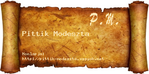 Pittik Modeszta névjegykártya